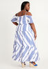 Tall Stripe Cold Shoulder Maxi, Peacoat image number 1