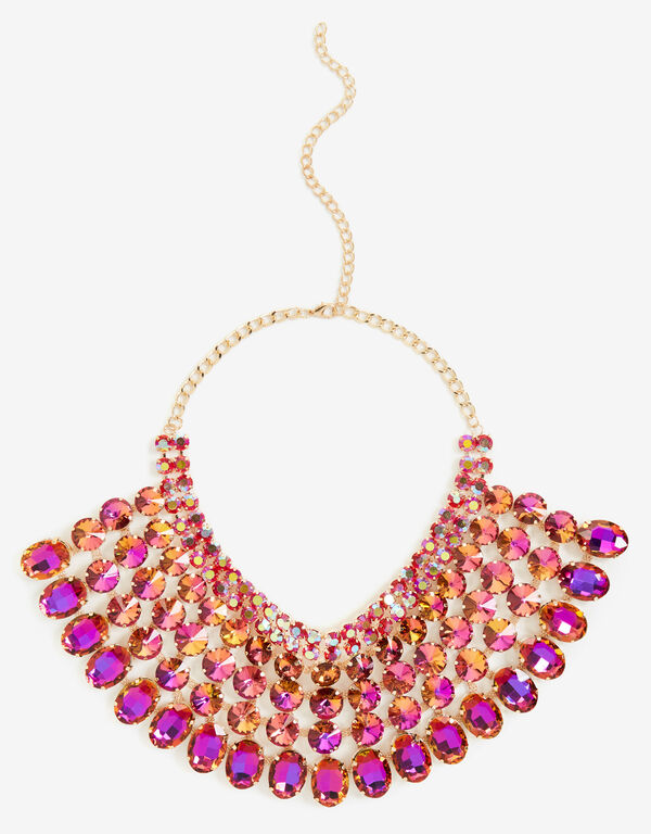 Layered Gold Tone Crystal Necklace, Gold image number 0