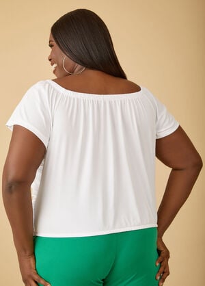 Ruffled Knit Top, White image number 1
