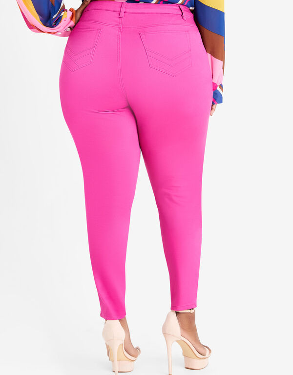 Fuchsia Red Basic High Rise Jeggings, Fuchsia Red image number 1