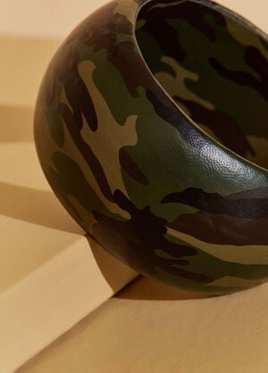 Camo Print Faux Leather Bangle, Olive image number 1