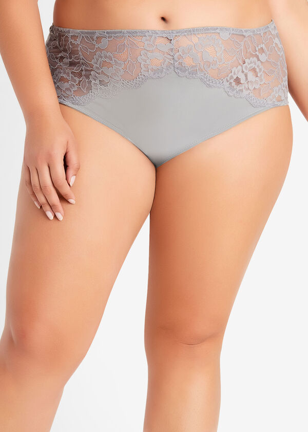 Micro & Lace Hipster Panty, Silver Filigree image number 0