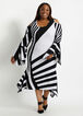 Striped Cold Shoulder Dress, Black White image number 0