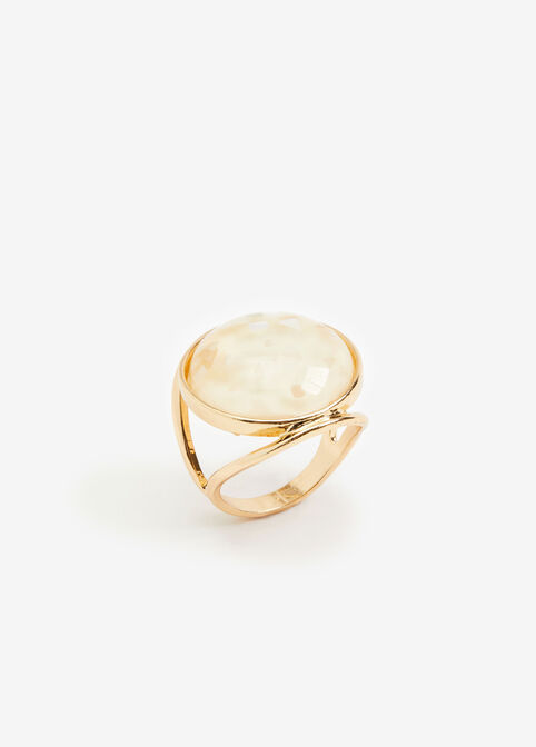 Gold Shell Oversize Ring, White image number 0