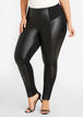 Faux Leather Front Knit Leggings, Black image number 0
