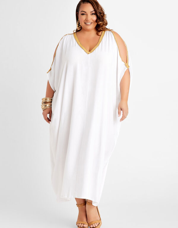 Cutout Embellished Maxi Dress, White image number 0