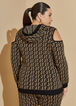 Cold Shoulder Intarsia Sweater, Black Combo image number 1