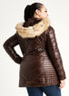 Quilted Faux Fur Trim Hooded Coat, Coffee Bean image number 1