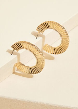 Textured Hoop Earrings, Gold image number 1