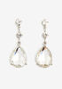 Tear Drop Crystal Earrings, Silver image number 0