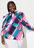Striped Tie Neck Blouse, Multi image number 0