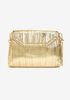 Metallic Pleated Faux Leather Clutch, Gold image number 1