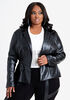 Faux Leather Gathered Jacket, Black image number 0