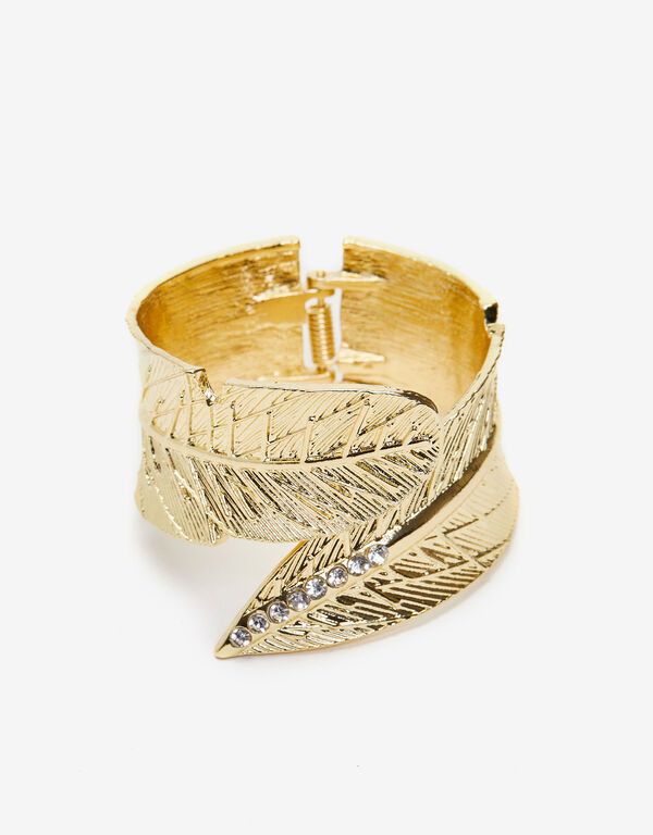 Gold Leaf Cuff Bracelet, Gold image number 0