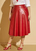 Faux Leather A Line Midi Skirt, Red image number 2