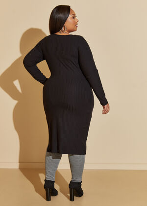 Cutout Ribbed Top, Black image number 1