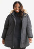 Faux Fur Trim Hooded Puffer Coat, Black image number 0