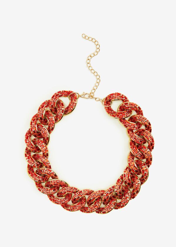 Gold Tone Chain Link Necklace, Barbados Cherry image number 1