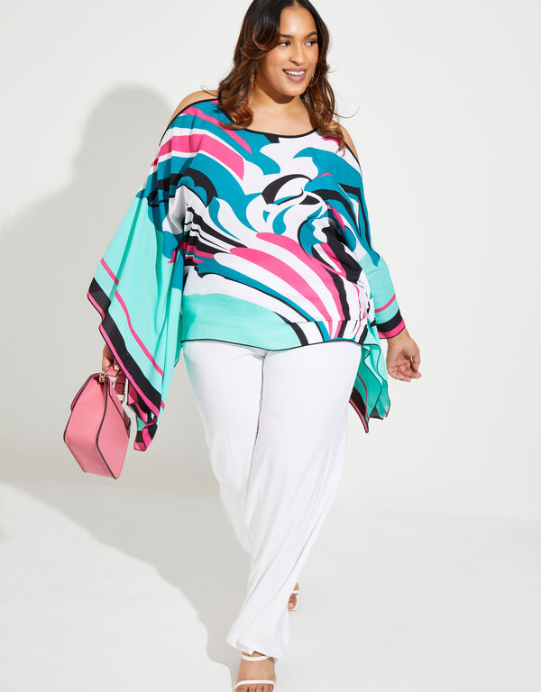 Cold Shoulder Abstract Print Tunic, Ice Green image number 0