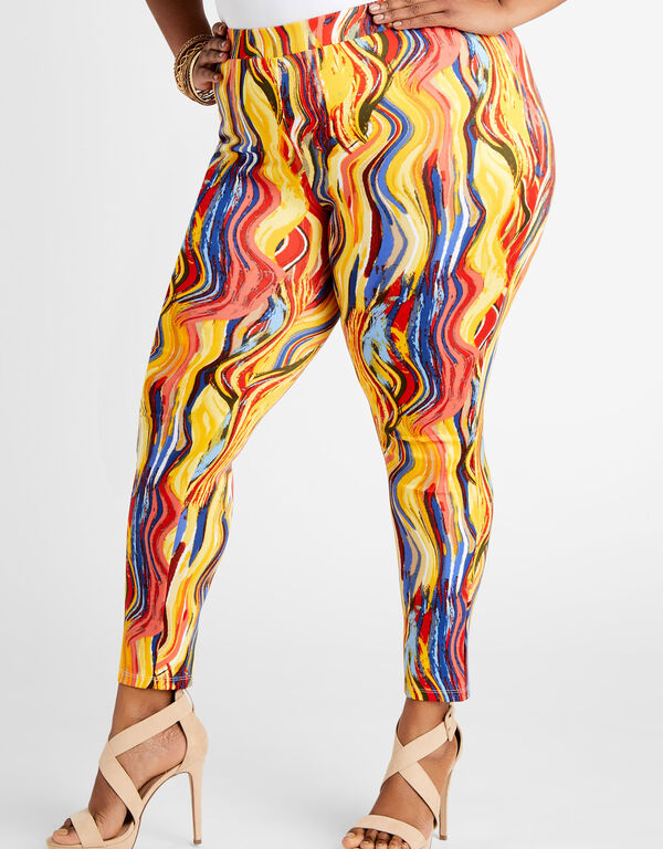 Abstract High Waist Scuba Legging, Multi image number 0