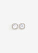 Silver Tone Crystal Stud Earrings, Silver image number 0