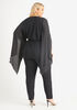 Drama Sleeve Faux Wrap Jumpsuit, Black image number 1