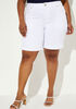 Cuffed Denim Shorts, White image number 2