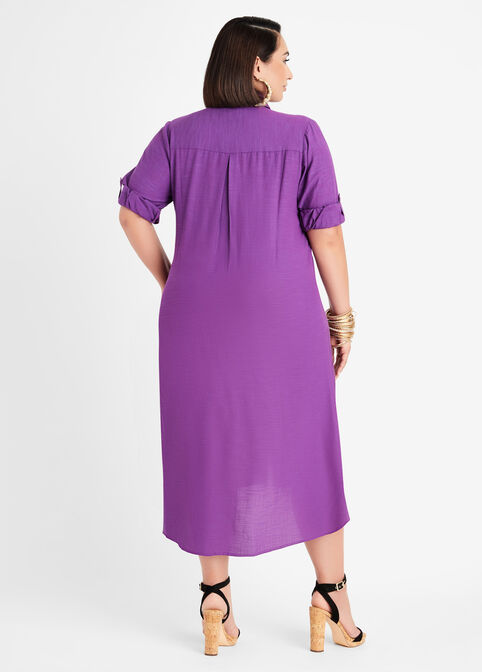 Cotton Roll Tab Sleeves Shirtdress, Purple Magic image number 1