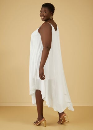 Chain Embellished Crepe Dress, White image number 1