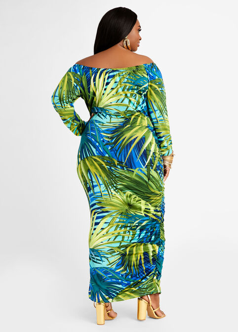 Palm Tree Off The Shoulder Maxi, Multi image number 1