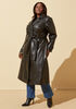 Faux Leather Trench Coat, Black image number 3