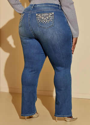 Embellished Bootcut Jeans, Dk Rinse image number 0
