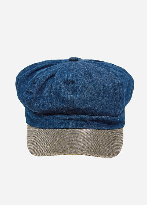 Rhinestone Denim Cabbie Hat, Denim image number 1