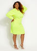 Lace Up Hoodie Sweatshirt Dress, LIME PUNCH image number 0