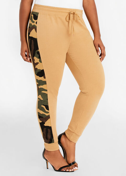 Trendy Plus Size Camo Distressed Joggers Crop Hoodie 2pc Set image number 0