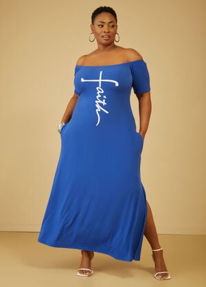 Faith Off The Shoulder Maxi Dress, Surf The Web image number 0