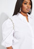 Embellished Stretch Poplin Shirt, White image number 3