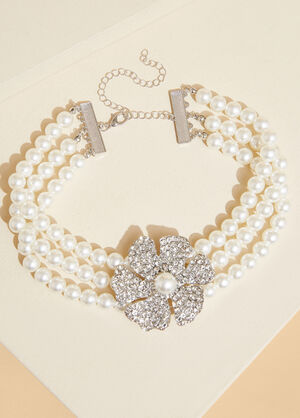 Floral Faux Pearl Choker, Pearl image number 0