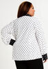 Dot Colorblock Button Up Top, Black White image number 1
