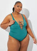 YMI Embellished Lattice Swimsuit, Grass Green image number 0
