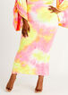 Trendy Plus Size Tie Dye Bodycon Midi Skirt Off Shoulder Crop Top Set image number 0