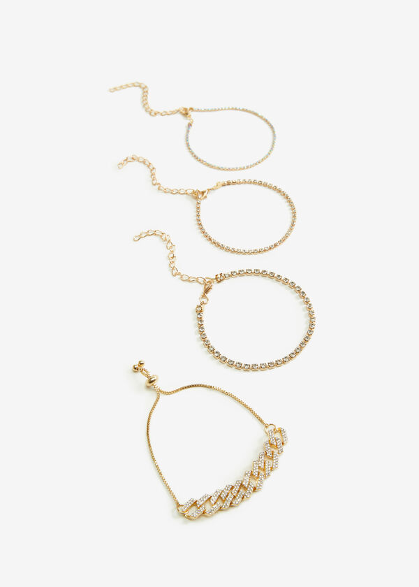 Crystal Gold Tone Bracelet Set, Gold image number 0