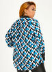 Geo Faux Leather Trim Blouse, Turkish Tile image number 1
