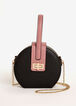 Faux Leather Round Frame Bag, Black Combo image number 0