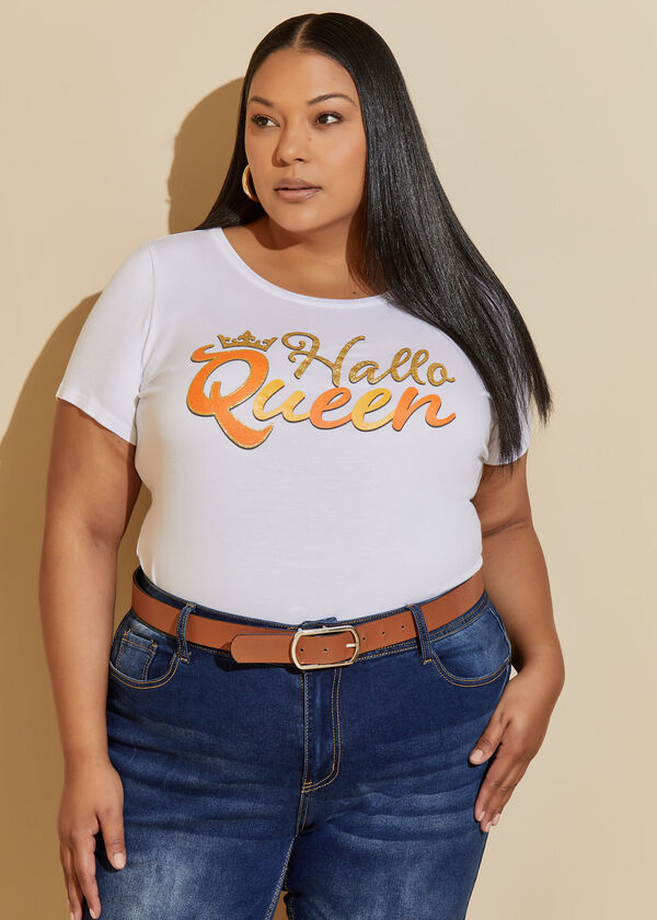 Hallo Queen Graphic Tee, White image number 0