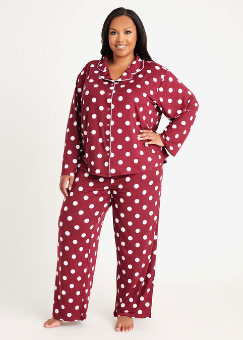 Plus Size Sleepwear Pajamas Polka Dot Plus Size PJs Set image