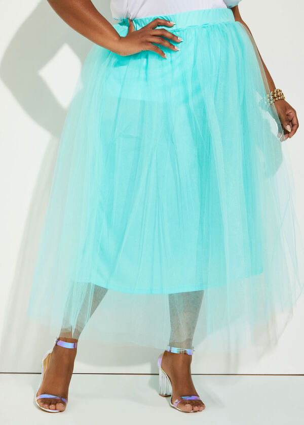 Tulle Maxi Skirt, Mint Green image number 2