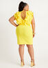Ruffled Crepe Bodycon Dress, Cyber Yellow image number 1