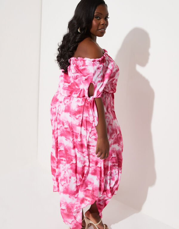 Off The Shoulder Watercolor Dress, Fandango Pink image number 1