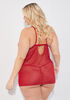 Caged Lace And Mesh Babydoll Set, Red image number 1